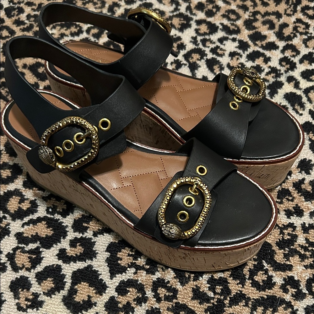 Kurt Geiger London Mayfair Platform Sandals Shoes Cork Wedge 40.5 - Picture 3 of 8